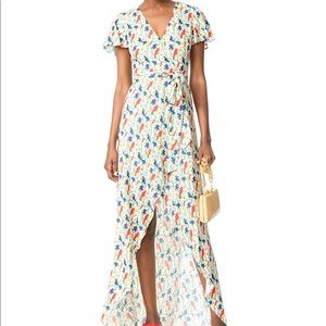 Alice + Olivia Adrianna Wrap Maxi Dress Bird Multi